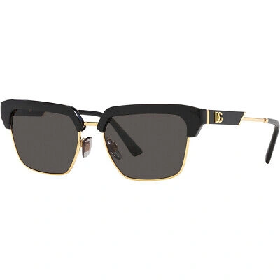 Pre-owned Dolce & Gabbana Dg 6185 501/87 Black/gold Metal & Plastic Sunglasses Grey Lens In Gray