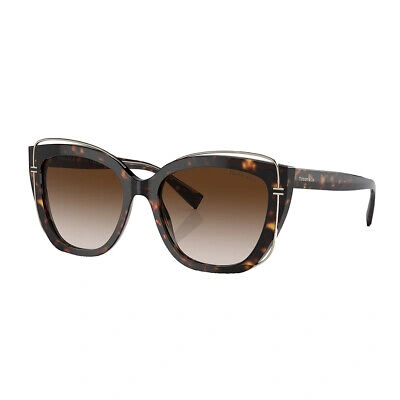 Pre-owned Tiffany & Co . Tf 4148 83633b Havana Plastic Sunglasses Brown Gradient Lens