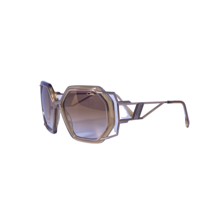 Pre-owned Cazal Geometric Sunglasses 8505-002 Mango Gold Frame Brown Gradient Lenses