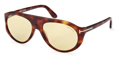 Pre-owned Tom Ford Rex Sunglasses Ft1001-53e-57 Blonde Havana Frame Brown Lenses