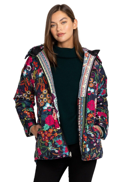 Pre-owned Johnny Was Mauri Puffer Reversible Jacket - C40223-o In Multicolor