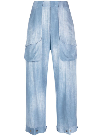 Ermanno Scervino High-waisted Tapered Trousers In Blue