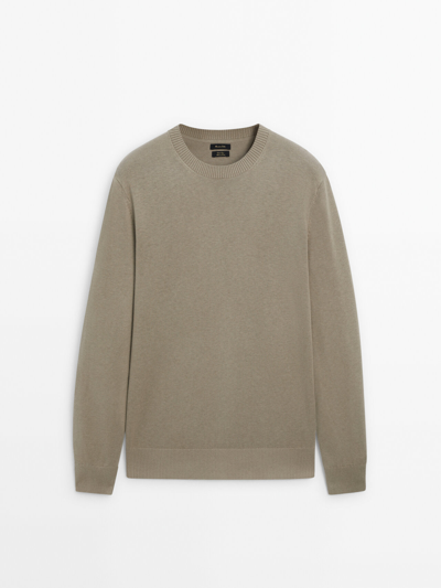 Massimo Dutti Wool Blend Knit Sweater With Crew Neck In Rostfarben
