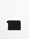 MASSIMO DUTTI CONTRAST NYLON CARD HOLDER WITH LEATHER DETAILS