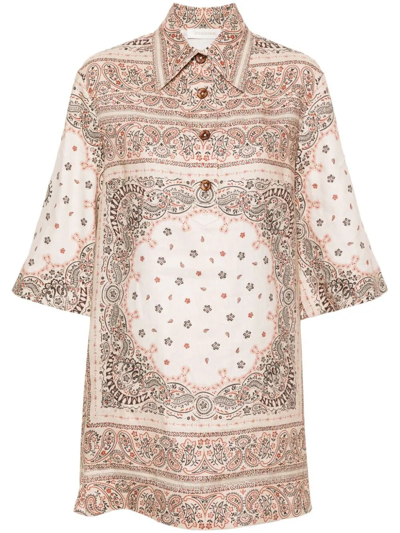 Zimmermann Linen Tunic Dress In Neutrals