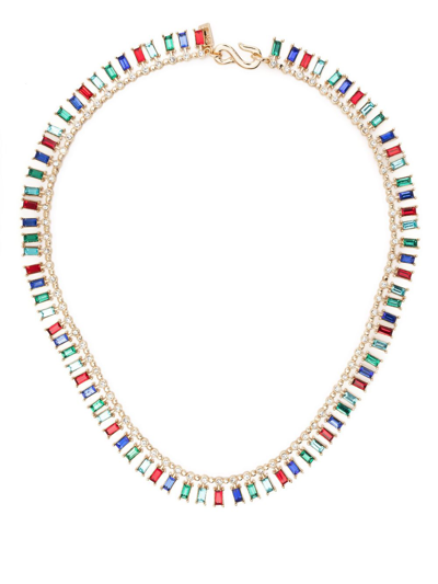 Kenneth Jay Lane Crystal-embellished Baguette Necklace In Gold