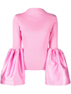 MARQUES' ALMEIDA PINK FLARED SLEEVE KNIT TOP