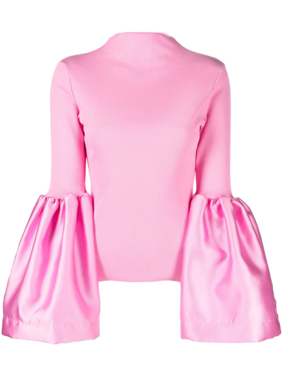 Marques' Almeida Puff-sleeve Fine-ribbed Jumper In Pink