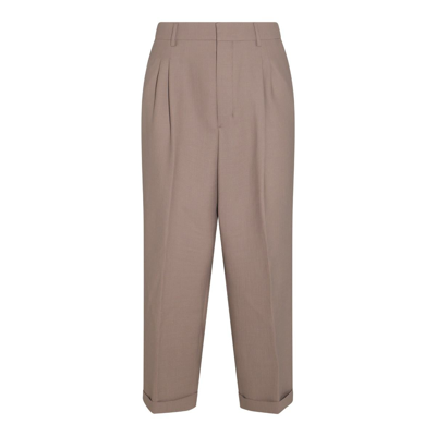 Ami Alexandre Mattiussi Ami Paris Wide Leg Tailored Trousers In Beige