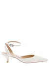 STUART WEITZMAN 'BARELYTHERE' WHITE PUMPS WITH ANKLE STRAP IN SMOOTH LEATHER WOMAN