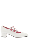 CAREL PARIS 'KINA' WHITE MARY JANES WITH STRAPS AND BLOCK HEEL IN PATENT LEATHER WOMAN