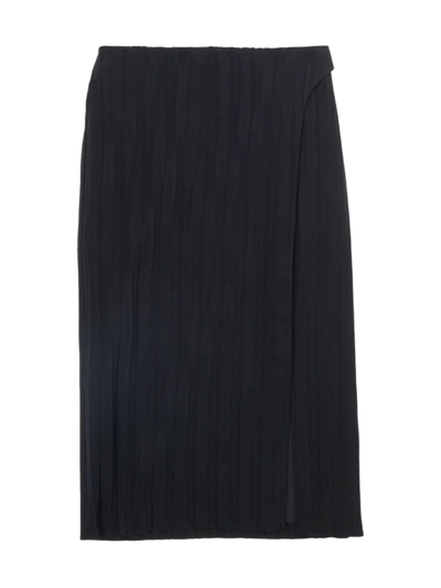 Balenciaga Wrap Pleated Midi Skirt In Black