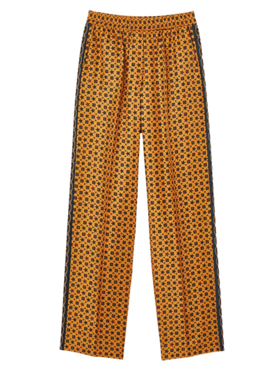 Sandro Women's Printed Satin Pants In Yellow Multi