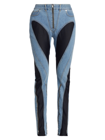 MUGLER WOMEN'S TWO-TONED ZIP JEANS