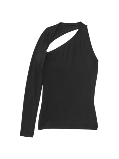 Balenciaga Asymmetric One-shoulder Jersey Top In Black