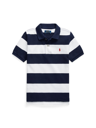 Polo Ralph Lauren Kids' Little Boy's & Boy's Striped Polo Shirt In Newport Navy White