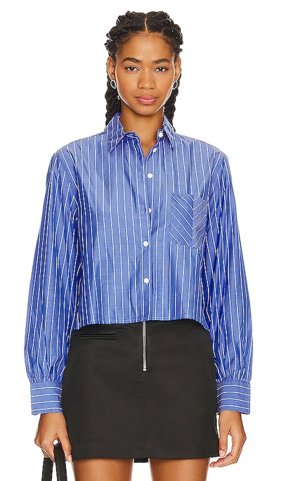 Rag & Bone Maxine Cropped Shirt In Blue Stripe