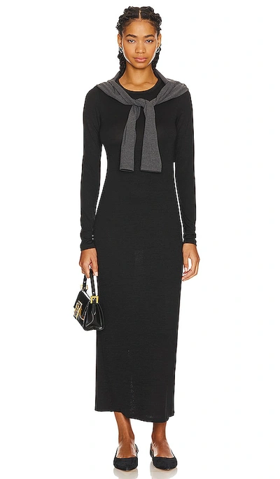 Rag & Bone Crew-neck Fine-knit Maxi Dress In Black