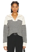 Rag & Bone Pierce Striped Cashmere Half-zip Sweater In Ivory Multi