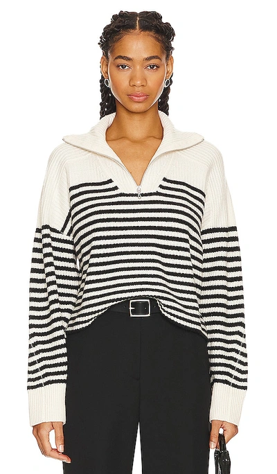 Rag & Bone Pierce Striped Cashmere Half-zip Sweater In Ivory Multi