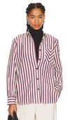 Rag & Bone Maxine Stripe Cotton Shirt In Purple Stripe