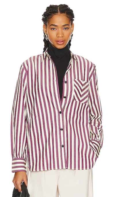 Rag & Bone Women's Maxine Striped Cotton Long-sleeve Shirt In Purple Stripe