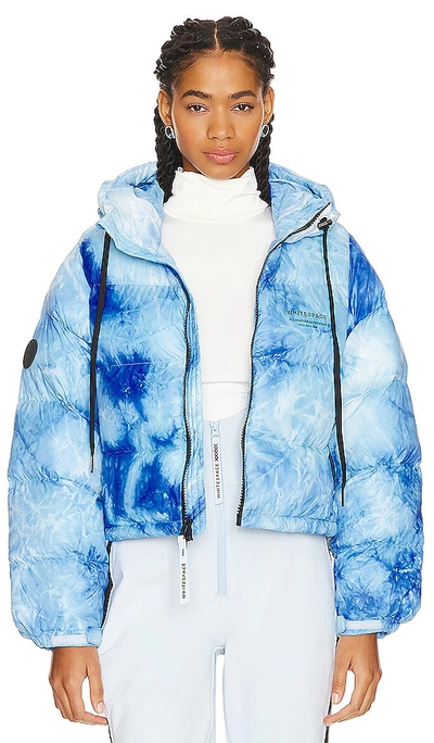 Whitespace Cropped Puffer Jacket In Ice Blue & White