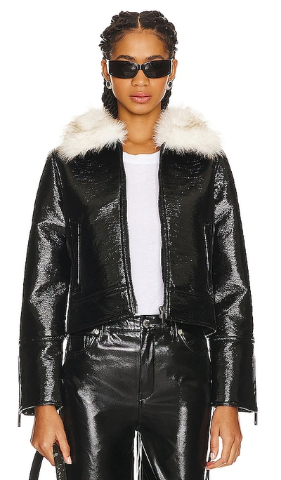 Unreal Fur Faux-leather Faux-fur Jacket In Black