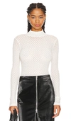 Frame Stretch Mesh Lace Turtleneck In Off White
