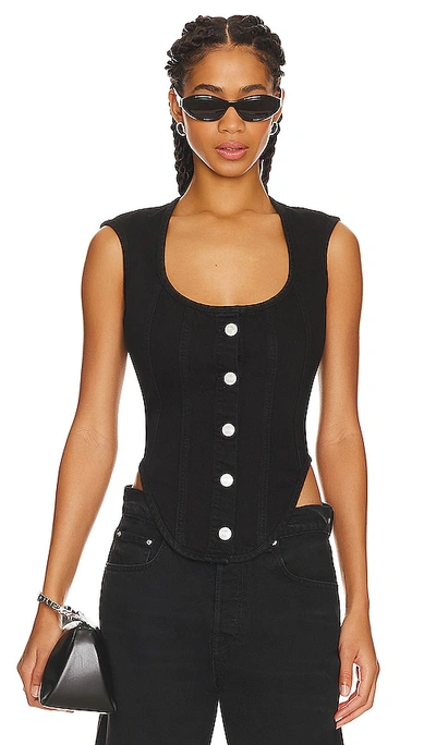 Frame Black Bustier Tank Top In Scorpio