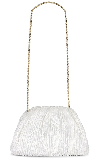 Loeffler Randall Bailey Pleated Lace Clutch In White & Cream