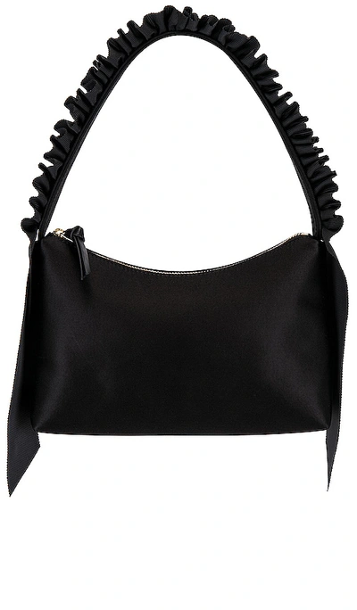 Loeffler Randall Evelyn Ruffle Handle Baguette Bag In Black Satin