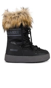 Moon Boot Ltrack Monaco Faux Fur-trimmed Shell And Faux Leather Snow Boots In Black