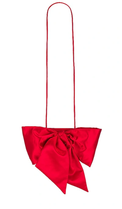 Loeffler Randall Violet Bow Crossbody Bag In Red Satin