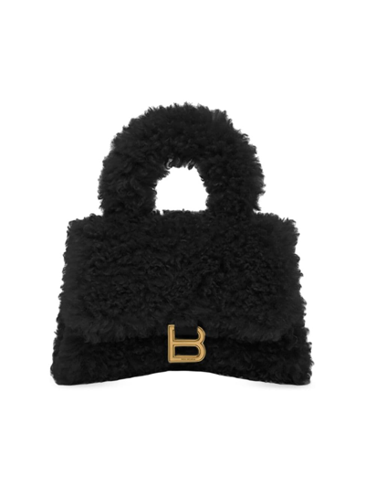 Balenciaga Women's Furry Hourglass Xs Handbag With Strap In