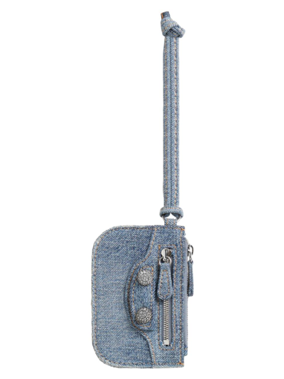 Balenciaga Le Cagole Denim Wallet In Blue