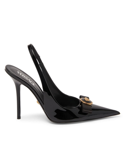 Versace Women's 110mm Patent Leather Slingback Pumps In Black