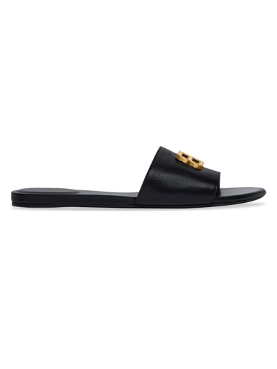 Balenciaga Groupie Bb Logo Flat Sandals In Black