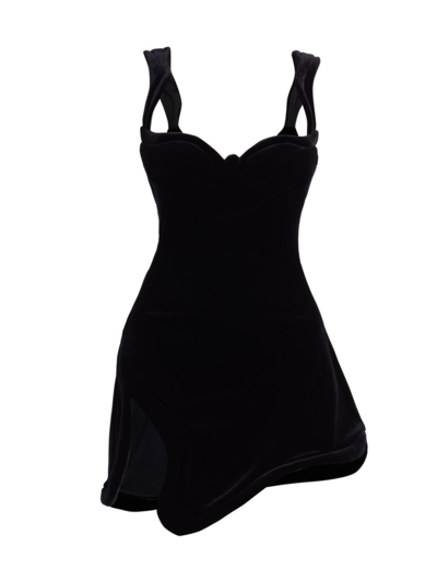 Mugler Women's Structured Velvet Minidress In Black