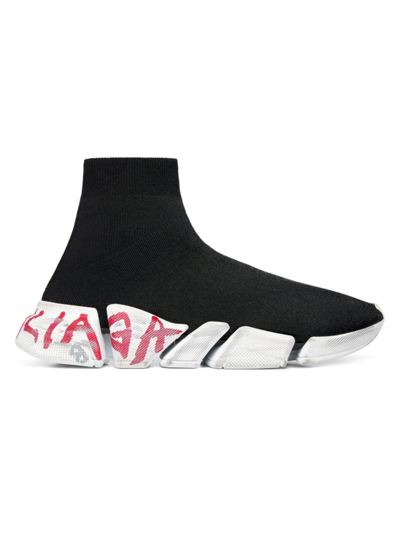 Balenciaga 30mm Speed 2.0 Recycled Knit Sneakers In Black_white_red