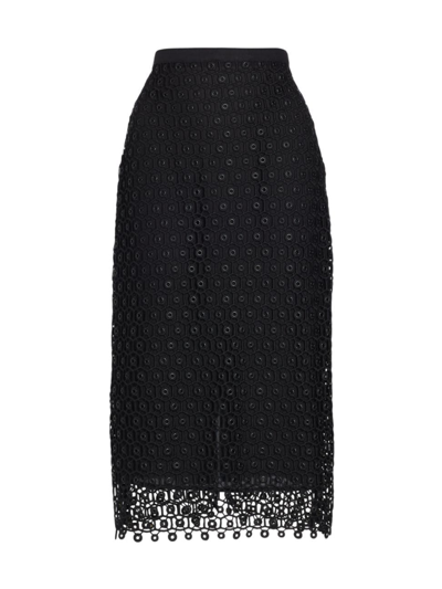Simkhai Women's Karolina Grommet Lace Midi-skirt In Black