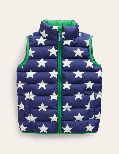 Mini Boden Kids' Padded Vest College Navy Star Boys Boden