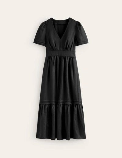 Boden Eve Linen Midi Dress Black Women