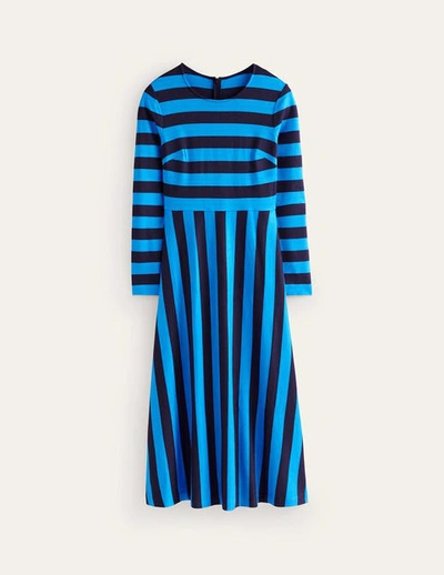 Boden Stripe Jersey Midi Dress Navy, Brilliant Blue Stripe Women