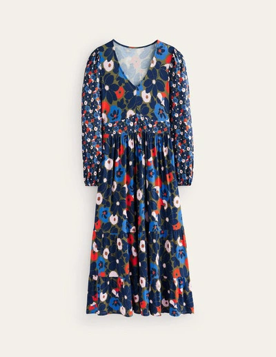 Boden Hotch Potch V-neck Midi Dress Winter Moss, Bloomsbury Pop Women