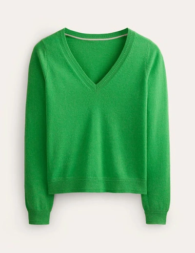 Boden Eva Cashmere V-neck Sweater Bright Green Women