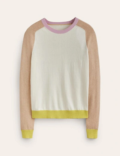 Boden Saddle Sleeve Sweater Ivory, Chinchilla Colourblock Women