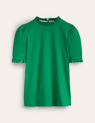 Boden Supersoft Frill Detail T-shirt Pepper Green Women