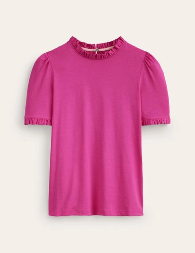 Boden Supersoft Frill Detail T-shirt Rose Violet Women