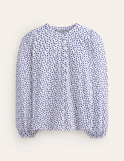 Boden Marina Jersey Shirt Ivory, Abstract Dot Women  In White